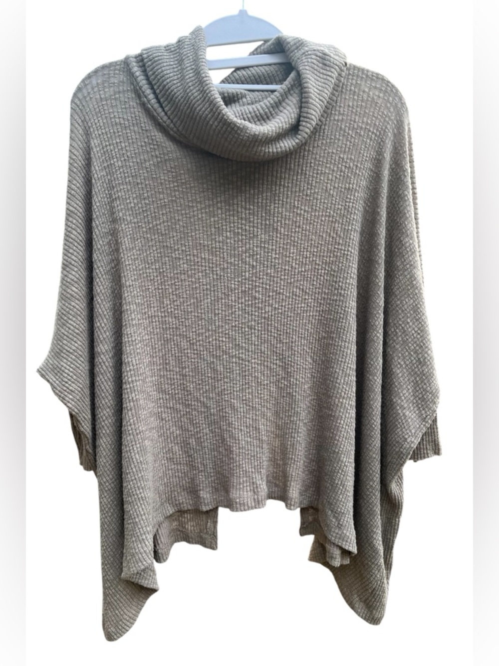 Free People Beach World Traveler Open Split Back Top Ribbed Cowl Turtleneck